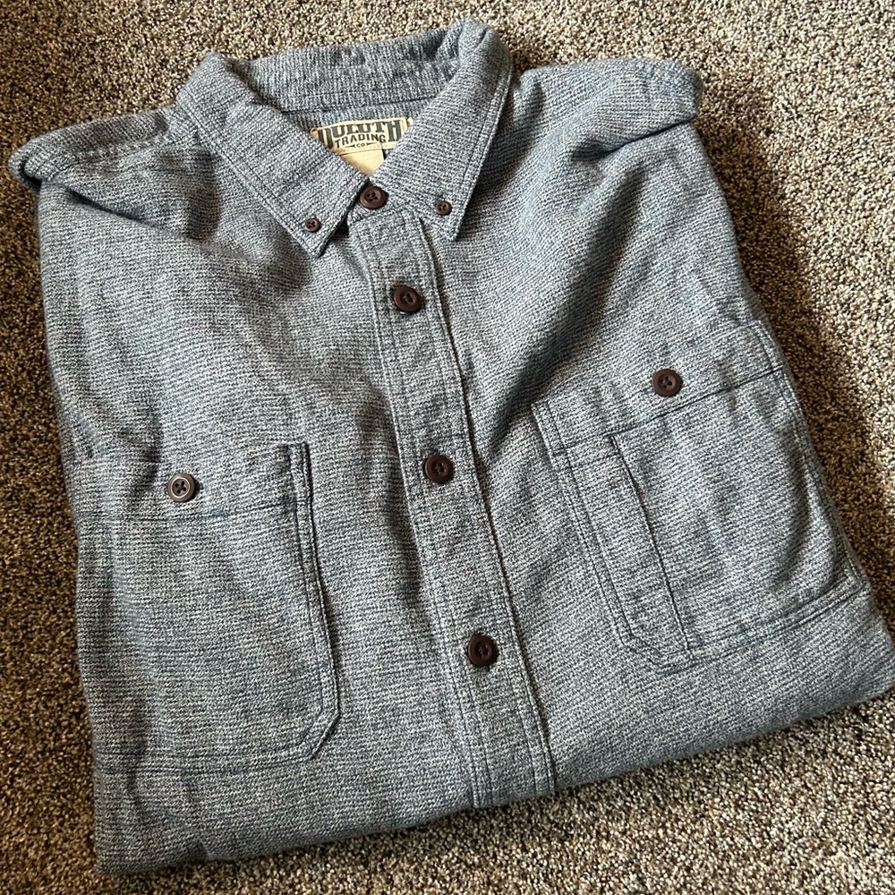 NWOT Duluth Trading Co. Blue/White Button Down Shirt